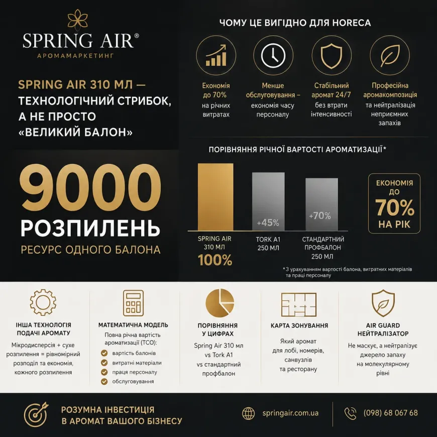 Spring Air 9000: як готелі та ресторани скорочують витрати на ароматизацію до 70%